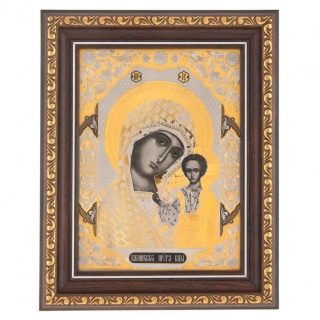 Икона Казанской Божьей Матери с позолотой