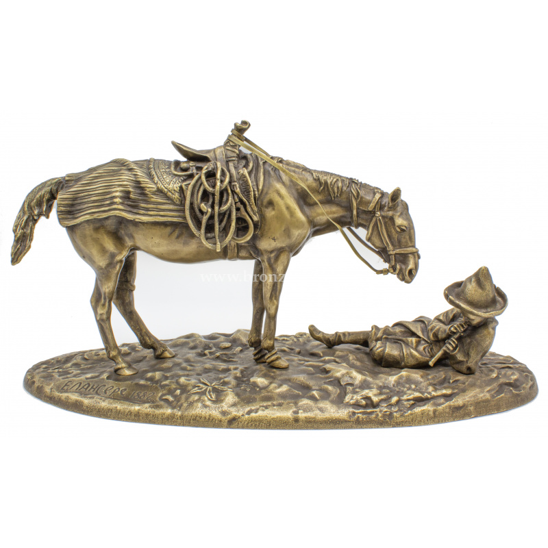 Бронзовая скульптура "Мальчик с лошадью" (Е.А. Лансере, копия)