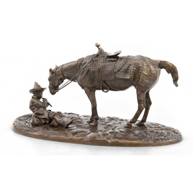 Бронзовая скульптура "Мальчик с лошадью" (Е.А. Лансере, копия)