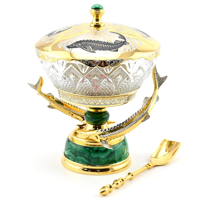 Икорница с осетрами и малахитом