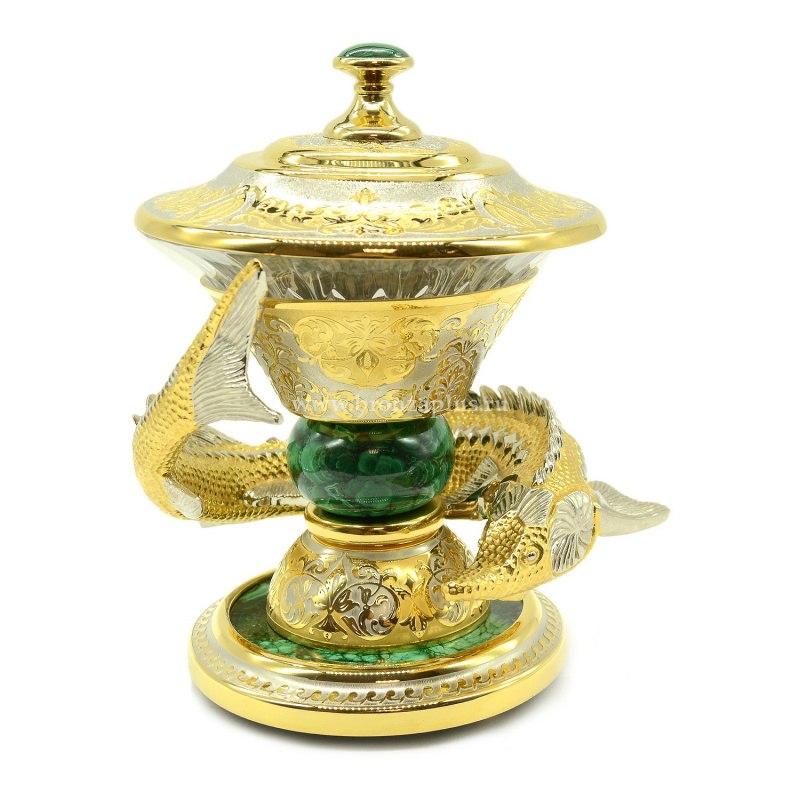 Икорница с осетром (малахит)