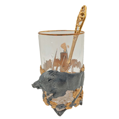 Подстаканник "Кабан" с ложкой