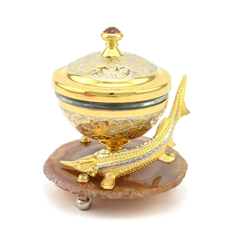 Икорница "Осётр" с агатом