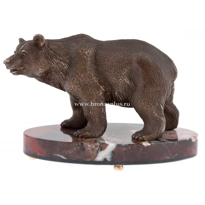 Статуэтка "Медведь" на постаменте из яшмы и долерита