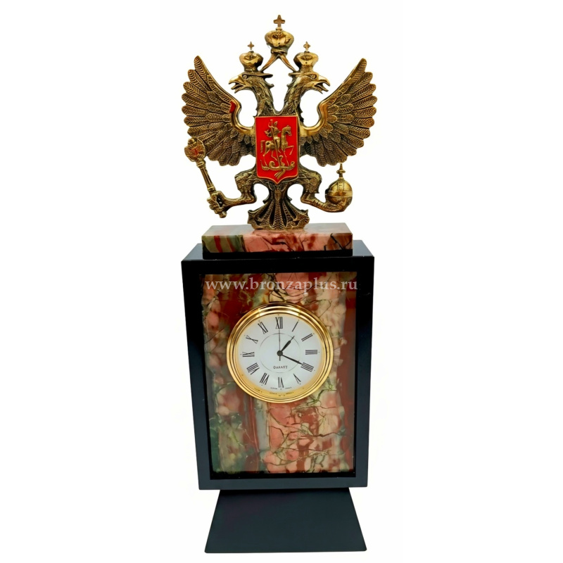 Настольные часы Герб России (яшма)