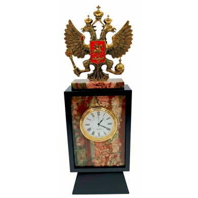Настольные часы Герб России (яшма)